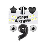 Best Siyah Beyaz Taraftar Folyo Balon ve Eva Banner Seti Yaş 9
