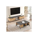 Best Tv Ünitesi 2'li Set Orta Sehpa Metal Ayaklı Çam Bes5-Aa - Atlantik Çam - Antrasit
