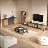 Best Tv Ünitesi 4'lü Set Orta Sehpa Konsol Kitaplık Çam Bes6-Aa - Atlantik Çam - Antrasit