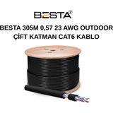 Besta 305 Metre 0,57MM Çift Koruma Katmanlı 23 Awg Outdoor Cat6 Kablo