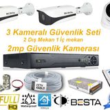 Besta KD-123 2 Dış Mekan 1 İç Mekan Güvenlik Kameralı Her Şey Dahil Güvenlik Kamera Seti