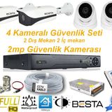 Besta KD-124 2 Dış Mekan 2 İç Mekan Güvenlik Kameralı Her Şey Dahil Güvenlik Kamera Seti