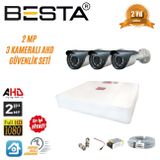 Besta KD-1553 2 MP AHD 1080P Gece Görüşlü 3 Kameralı Güvenlik Sistemi