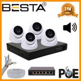 Besta KD-1744 5 MP 1440P 4 İç Mekan Kameralı Dahili Mikrofonlu Ip Poe Güvenlik Seti