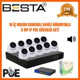 Besta KD-1747 5 MP 1440P 10 İç Mekan Kameralı Dahili Mikrofonlu Ip Poe Güvenlik Seti