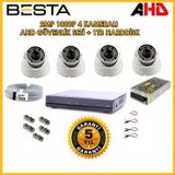 Besta KD-2815 1TB HDD 2MP AHD 1080P Gece Görüşlü 4 Kameralı Dome Güvenlik Sistemi