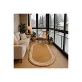 bestbeler jüt Hasır görünümlü Desenli Modern El Örgüsü oval Halı Kilim