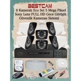 Bestcam 6 Kameralı Eco Set 5 Mega Piksel Sony Lensli Full Hd Gece Görüşlü Güvenlik Kamerası Sistemi 250 GB HDD