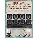 BESTCAM 8 Kameralı Eco Set 5 Mega Piksel Sony Lensli Full HD Gece Görüşlü Güvenlik Kamerası Sistemi 500 GB HDD