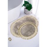 Bestekar LunaSoft Kahve İkili Püsküllü Oval Banyo Paspası Kaymaz Tabanlı Lüks Yumuşak Yıkanabilir Modern