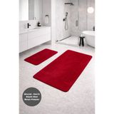 Bestekar Serenza Kırmızı Büyük Ebat Banyo Paspası 2’li Set 80x140 & 50x70 Kaymaz Taban