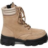 Bestello Bağcıklı Kauçuk Taban Düz Bot 101-41030 Kadın Bot - Bej
