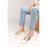Bestello Bağcıklı Termo Taban Hakiki Deri Sneaker 101-23028-01 Kadın Ayakkabı - Altın
