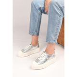 Bestello Bağcıklı Termo Taban Hakiki Deri Sneaker 101-23028-01 Kadın Ayakkabı - Gümüş