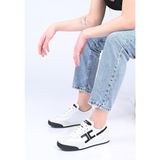 Bestello Bağcıklı Termo Taban Hakiki Deri Sneaker 338-7054 Kadın Ayakkabı - Beyaz