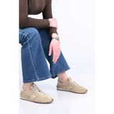 Bestello Bağcıklı Termo Taban Hakiki Deri Sneaker 341-0138 Kadın Ayakkabı - Bej