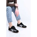 Bestello Bağcıklı Termo Taban Hakiki Deri Sneaker 341-0449 Kadın Ayakkabı - Siyah Suet