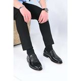 Bestello Bağcıksız Kösele Taban Hakiki Piton Deri Klasik Ayakkabı 333-3124 Erkek Ayakkabı - Siyah