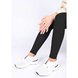 Bestello Bağcıksız Lastikli Zımba Detaylı Termo Taban Hakiki Deri Sneaker 338-7084 Kadın Ayakkabı - Beyaz