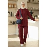 Bestenur Kapüşonlu Tunik Pantolon Takım 1682 - Bordo