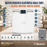 Bester 8 Elektrotlu Dijital Baskül + Dijital Mutfak Tartısı Hediye - Beyaz