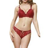 Bestin Kadın Bordo Destekli Push Up Sütyen String Külot Takım, 85B, D4430NTX-89D0018319374