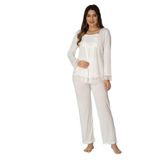 Bestin Kadın Ekru Hamile Lohusa Pijama Takımı, M, DT3045EF-869DST0018140