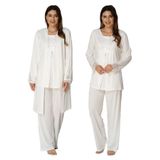 Bestin Kadın Ekru Hamile Lohusa Sabahlıklı Pijama Takım, M, DS3040EF-869DST0018445