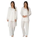 Bestin Kadın Ekru Hamile Lohusa Sabahlıklı Pijama Takım, S, CN3040EF-89D0018311672