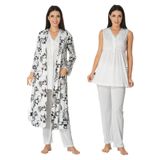 Bestin Kadın Ekru Sabahlıklı Hamile Lohusa Pijama Takımı, XL, D8034EF-869DST0004845