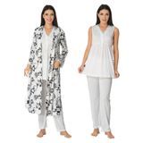 Bestin Kadın Ekru Sabahlıklı Hamile Pijama Takımı, M, DT8034EF-869804IGP27421