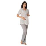 Bestin Kadın Gri Hamile Lohusa Kısa Kollu Pijama Takımı, 2XL, DT8012EF-69804IGP2831791