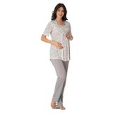 Bestin Kadın Gri Hamile Lohusa Kısa Kollu Pijama Takımı, 2XL, DT8012EF-89D0018310524