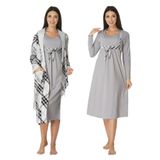 Bestin Kadın Gri Hamile Lohusa Sabahlık Ve Gecelik Takım, L, C8085EF-86D0018319264