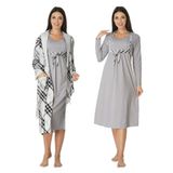 Bestin Kadın Gri Hamile Lohusa Sabahlık Ve Gecelik Takım, M, C8085EF-86D0018319333