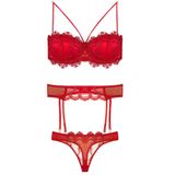 Bestin Kadın Kırmızı Destekli Dolgulu Sütyen, String Külot Ve Jartiyer Takım, 90B, D2491NTX-89D0018319858