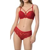 Bestin Kadın Kırmızı Desteksiz Dantelli Sütyen Külot Takım, 80B, D20206WG-86DS018319649