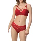 Bestin Kadın Kırmızı Desteksiz Dantelli Sütyen Külot Takım, 90B, D20206WG-86DS018319651