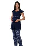 Bestin Kadın Lacivert Hamile Lohusa Pijama Takımı, 2XL, DS6012EF-89D0018312121