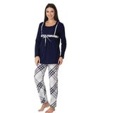 Bestin Kadın Lacivert Hamile Lohusa Pijama Takımı, M, C8082EF-89D0018311452