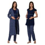Bestin Kadın Lacivert Hamile Lohusa Sabahlıklı Pijama Takımı, M, DT6014EF-89D0018312166
