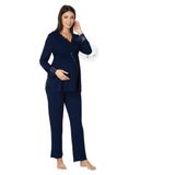 Bestin Kadın Lacivert Lohusa Hamile Yazlık Pijama Takımı, L, D8092EF-869BST0004699