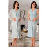 Bestin Kadın Mavi Hamile Lohusa Sabahlık Ve Gecelik Takım, L, DT8035EF-89C0018316372