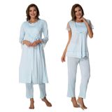 Bestin Kadın Mavi Sabahlıklı Hamile Lohusa Pijama Takımı, 2XL, DS2054EF-19804IGP252149