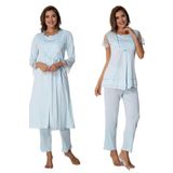 Bestin Kadın Mavi Sabahlıklı Hamile Lohusa Pijama Takımı, 2XL, DS2054EF-89D0018310964
