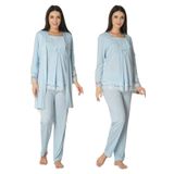 Bestin Kadın Mavi Sabahlıklı Hamile Lohusa Pijama Takımı, S, DW3044EF-869DS00018310060