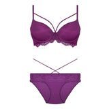 Bestin Kadın Mor Desteksiz Bralet Sütyen Külot Takım, 80B, DS4618NX-89D0018319916