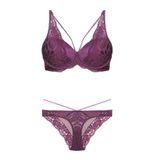 Bestin Kadın Mor Siyah Destekli Push Up Dantelli Sütyen Külot Takım, 75B, TYC00264016835-89D0018319932
