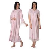 Bestin Kadın Pembe Dantelli Hamile Lohusa Sabahlıklı Gecelik Takım, M, DW5045EF-86D0018320519