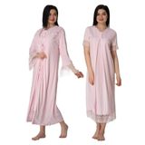 Bestin Kadın Pembe Dantelli Hamile Lohusa Sabahlıklı Gecelik Takım, S, DW5045EF-86D0018318160